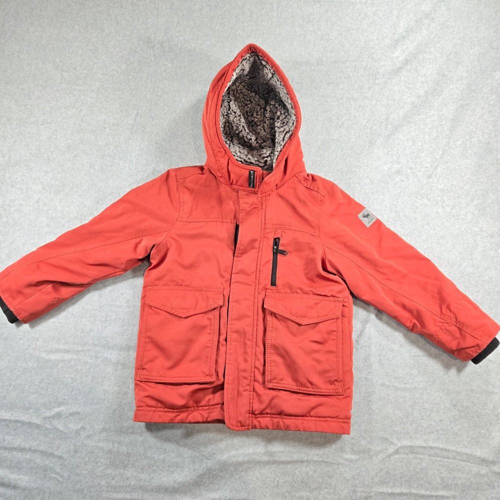Abercrombie Kids Hooded Parka Jacket Rust Orange Sherpa Lined Size 5/6 Boy Girl